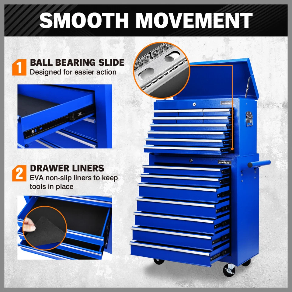 5-17 Drawers Tool Box Chest Cabinet Trolley Toolbox Garage Storage Boxes Wheels - image 2 of 4