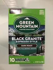 GREEN MOUNTAIN COFFEE ROASTERS BLACK GRANITE ESPRESSO STYLE DK ROAST KCUPS 10CT
