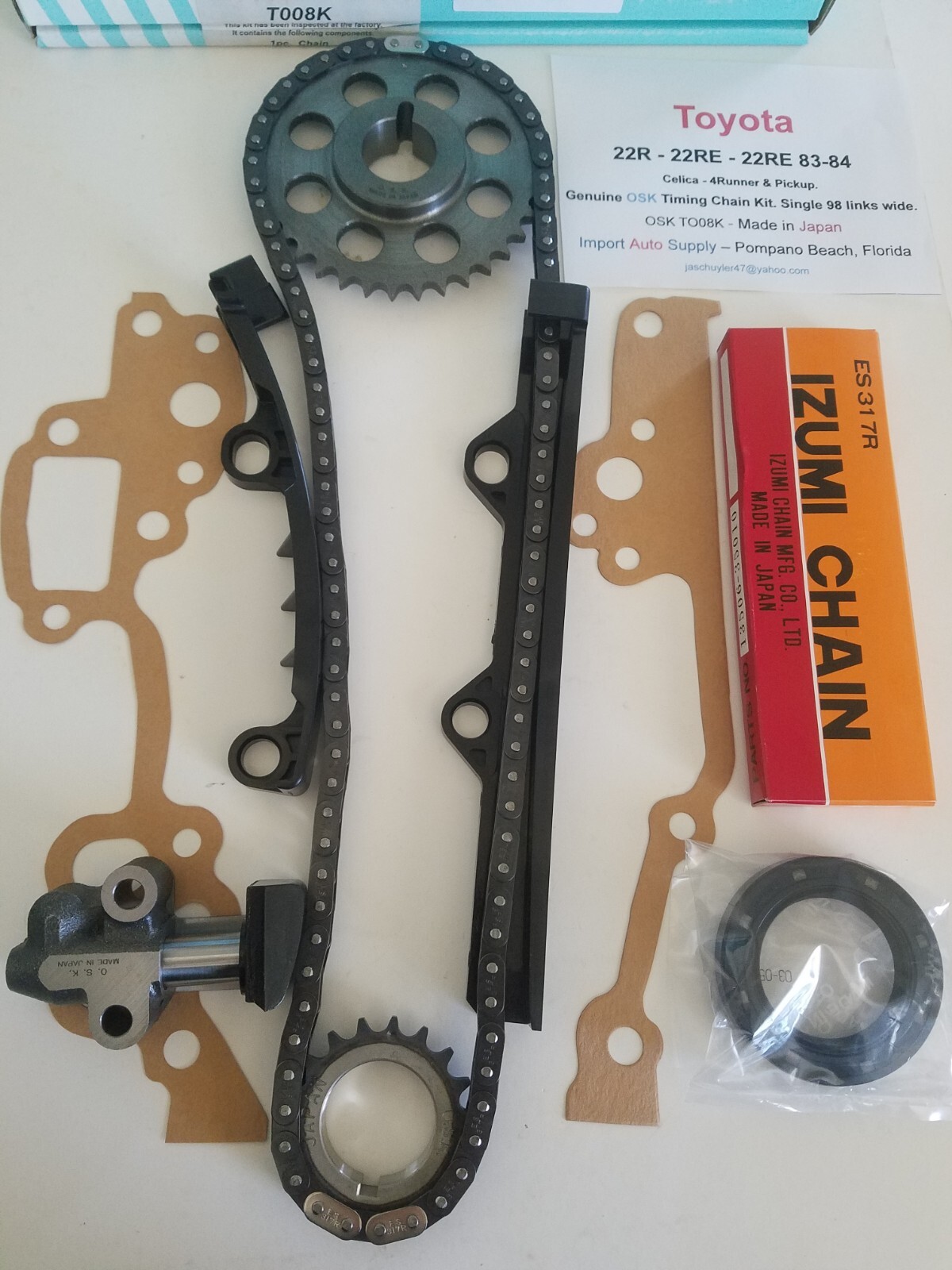 Toyota 2.4 22R 22RE 19831984 OSK Made in Japan Timing Chain Kit with
