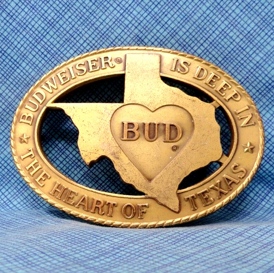 Texas Budweiser Beer Promo Belt Buckle Deep In The Heart Vintage 80s     .TAZ751 - Image 4 of 4