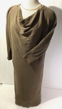 Michael Kors Dress Size S Pencil Olive Green Cowl Neck 3/4 Sleeves Knit