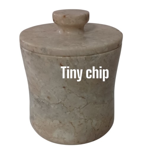Travertine Canister Marble Stone Bathroom Vintage HEAVY Beige Natural Farmhouse - Picture 4 of 16
