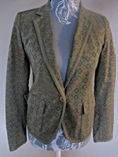 Womens Green Dkny Broderie Anglais Button Front L/s Blazer Jacket Uk 8, Usa 2 