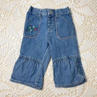 Vintage 1990s Faded Glory Baby Girl 24 Months Strawberry Denim Dainty Jeans 