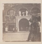 Antique New England 1900s Street scene grand architecture flags Original Photo