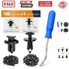 150 pcs Push-Type Bumper Fasteners Rivet Clips-2 Sizes Universal Auto Clips &...