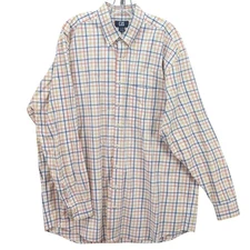 Cutter & Buck Mens Long Sleeve Button Up Shirt Plaid Check Cotton Preppy Size XL