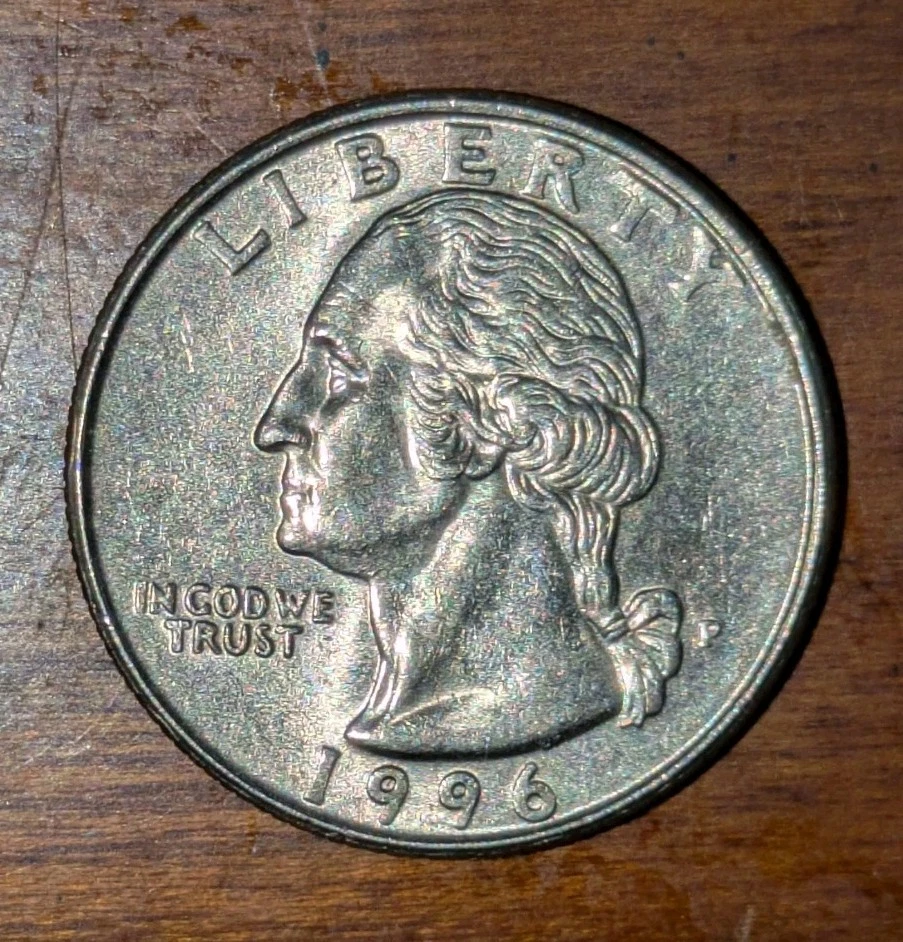 1996-P 25c Quarter Die Error Spitting Eagle Extra Shiny Unc Details Die Clash - Image 2 of 4