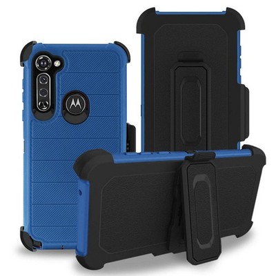 Reiko Moto G Stylus 3-in-1 Hybrid Heavy Duty Holster Combo Case in Navy