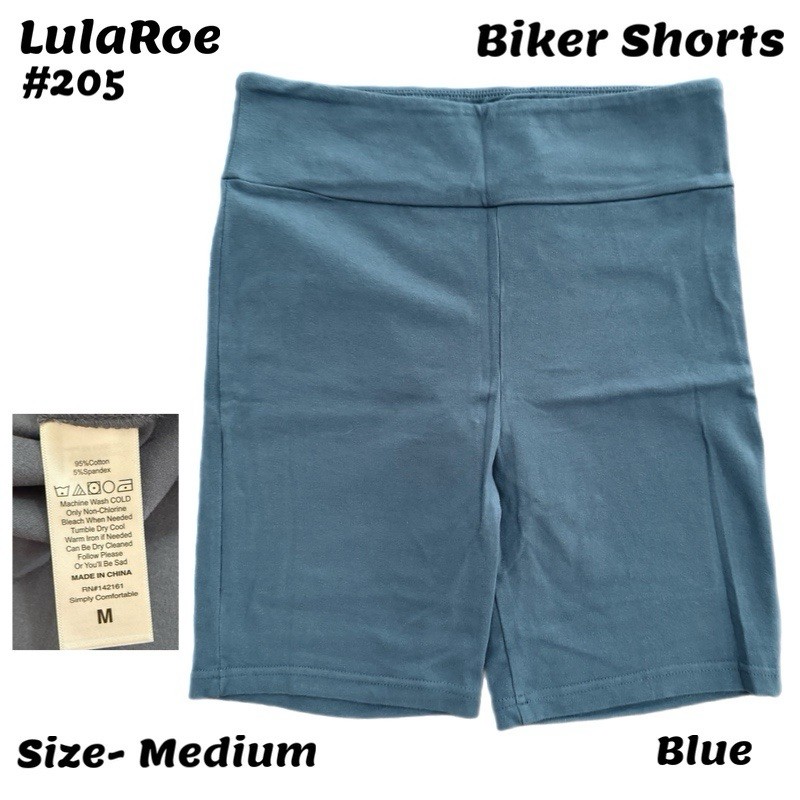 Lularoe Solid Blue Medium Biker Shorts EUC - image 1
