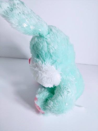 Soft Fluffy 15 In Aquamarine Rabbit Pink Ears Feet With Bow Pre-owned - Picture 5 of 12