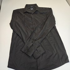 Chaps Men's Slim Straight Fit Button Down Black Dress Shirt