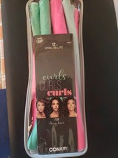 Conair ASSORTED SIZES 12 Pieces Spiral Rollers Curls For Long Hair