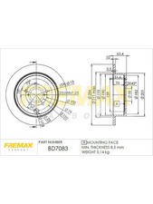 Fremax Brake Disc Rear Pair fits Subaru BRZ 2.0 Z1 (BD-7083)
