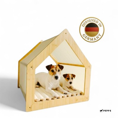 Hundebett aus Bambus - Holz mit orthopädischem Kissen PEPPS