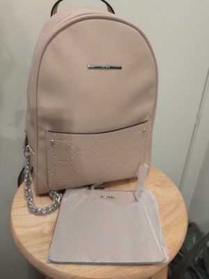 Aldo Blush Pink Medium Leather Backpack With Pouch And Adjustable Straps