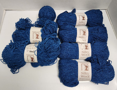 Elsebeth Lavold Silky Wool Blend Yarn 6 Blue Skeins & 1 Ball Color 35 Mixed Lots