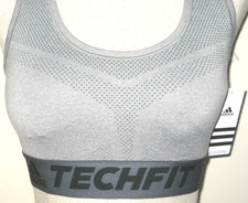 Adidas Women's Techfit Primeknit sports bra Gray Heather Black NWT Free Ship
