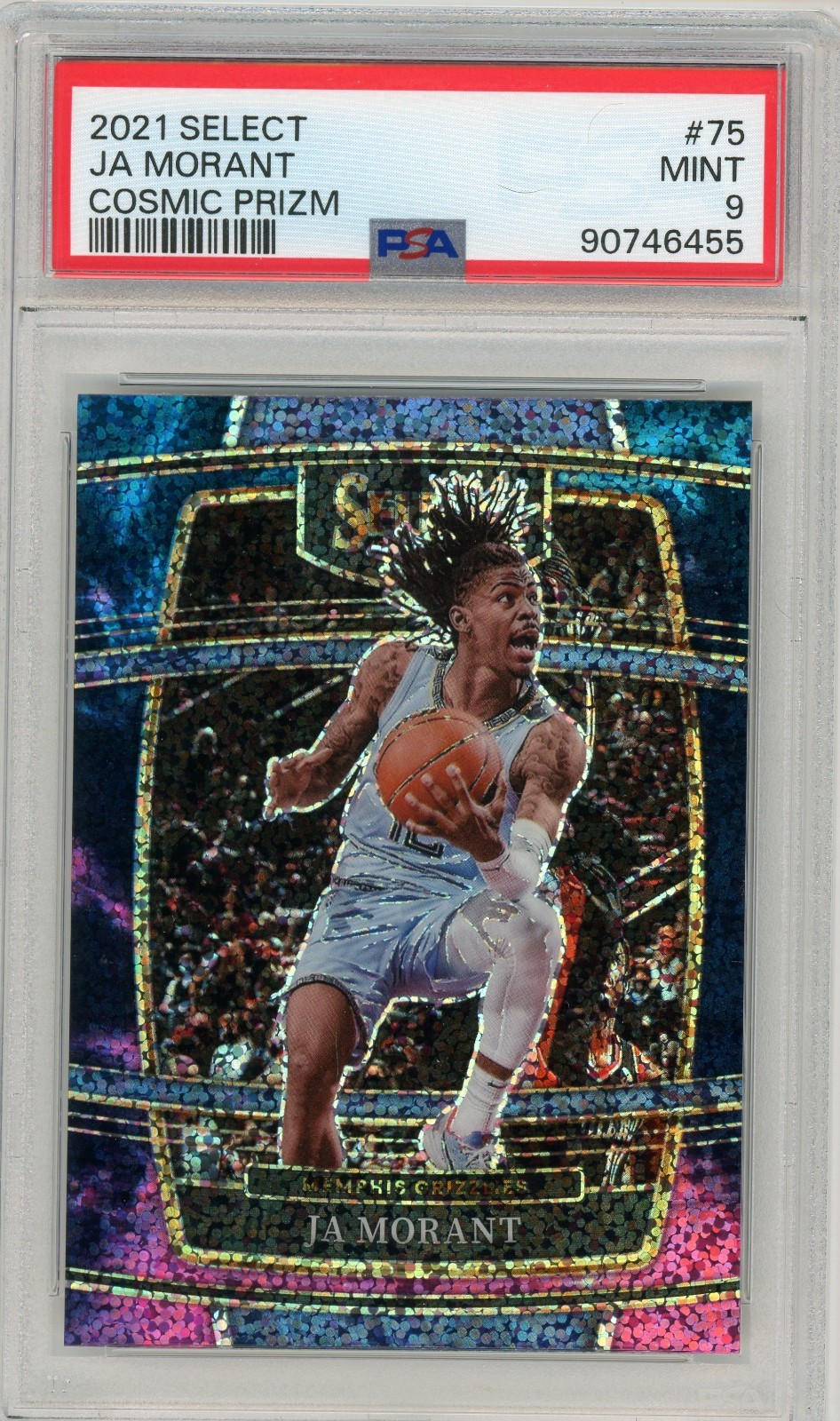 Ja Morant 2021 Panini Select Concourse Cosmic Prizm SSP #75 Grizzlies PSA 9