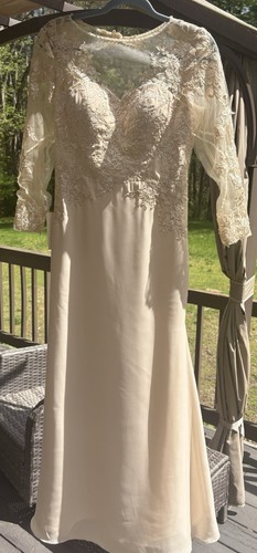 Wedding Dress Lan Ting Bride TS Couture Ivory Illusion A-Line Sleeve Small NEW! - Afbeelding 16 van 16