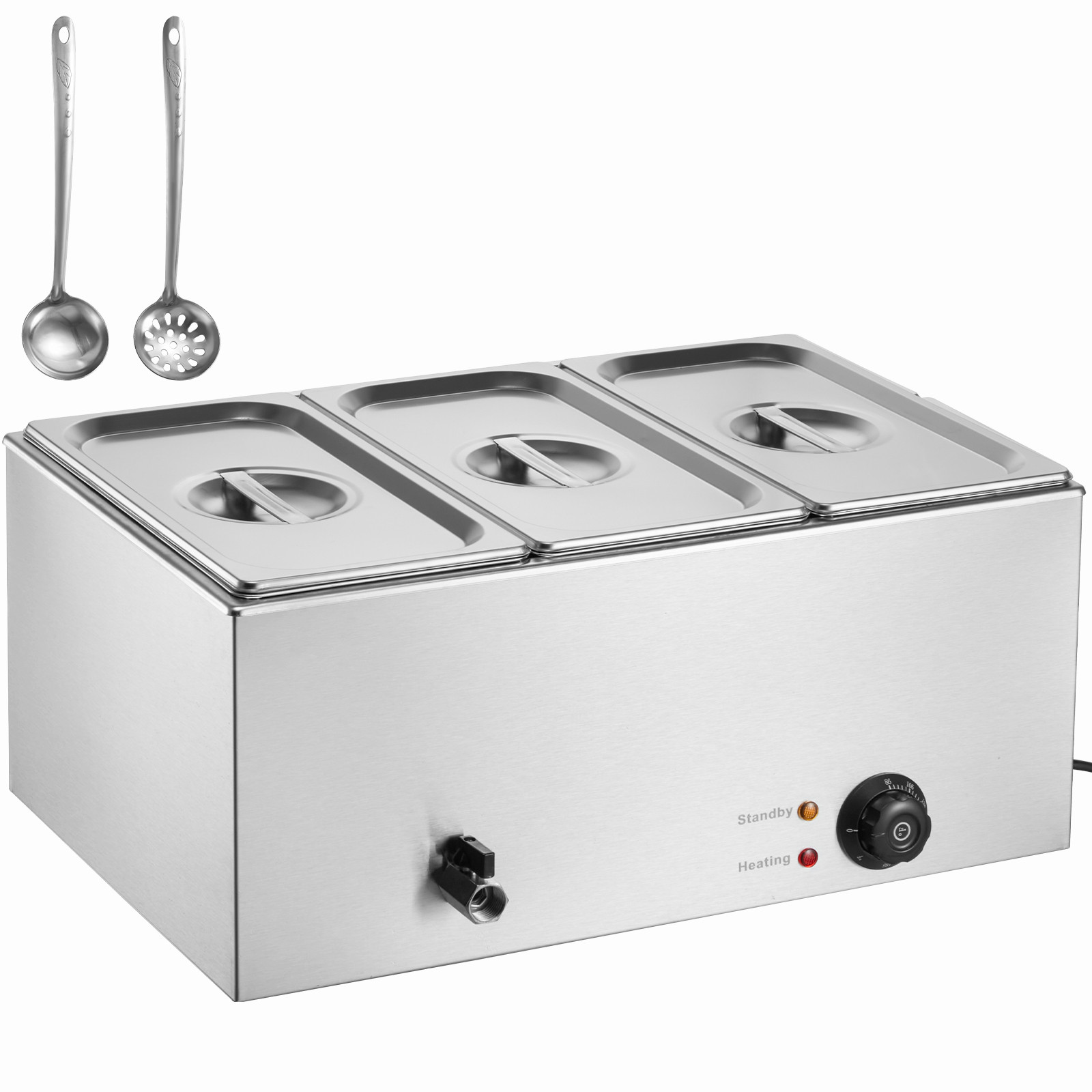 3-Pan Commercial Electric Food Warmer Buffet Bain Marie Countertop Steam Table