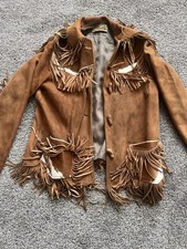 VTG Desert suedes Cowhide fringe Leather Western jacket Brown RARE One Of Kind