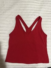Moda International Y2K Racerback Tank Top With Built In Bra Size S Made In USA