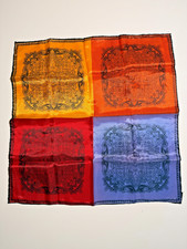 VTG Square Scarf Geometric Paisley Made in Japan Hand Rolled Acetate 19 X 19