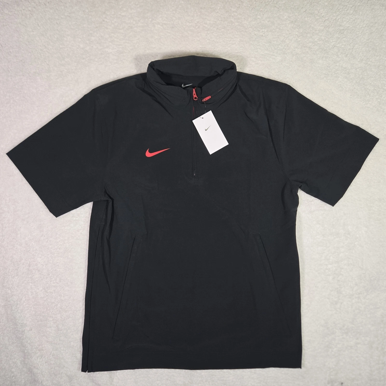 Nike Coaches Sideline Black Hooded Jacket Short Sleeve Mens Medium FJ9548-013 M