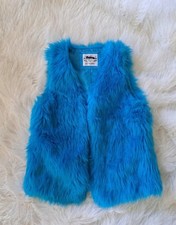 JUSTICE GIRLS BRIGHT BLUE FUR VEST SZ 14