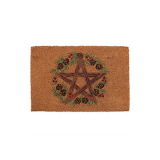 Winter Solstice Pentagram Coir Door Mat Natural Doormat Wicca Pagan