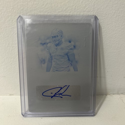 2019 National Treasures Chris Jones 1/1 Printing Plate Cyan  Chiefs HOF Auto
