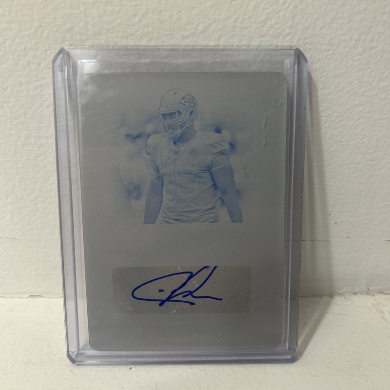 2019 National Treasures Chris Jones 1/1 Printing Plate Cyan  Chiefs HOF Auto