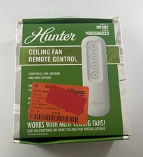 Hunter Ceiling Fan Remote Control: -White- Model 99392