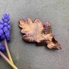 Vintage Real Oak Leaf Copper Electroformed Dipped  Brooch Handcrafted Botanical