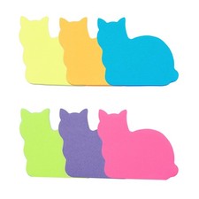 Cute Cat Sticky Notes, 6Pack 6 Bright Color Kawaii Sticky Notes for Cats Love...