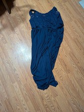 Dressy star Maxi A Line Formal Sleeveless Navy Blue Lace Chiffon Dress XL NWT