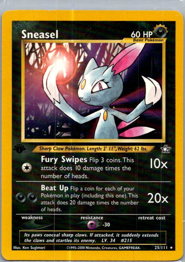 Sneasel 25/111 Rare Neo Genesis Pokemon 1st Edition Moderately Played