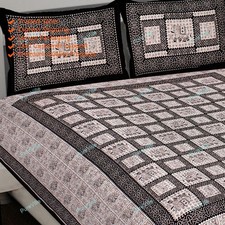 Jaipuri Geometric Printed Home Decor Cotton Double Bed Sheet With 2Pillow Cover