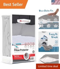 Waterproof Pillow Protector Grey King Size - Zippered Bed Bug Pillow Protecto...