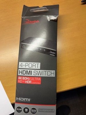 Rocketfish RF-G1501 4-Port HDMI Switch 4K 60Hz HDR w/ Remote  Never used 