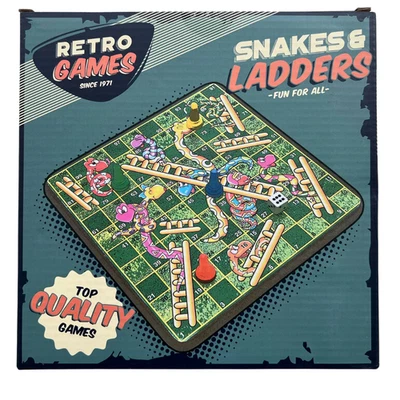 EMKAY ® eMKay® Retro Snakes & Ladders Family Wooden Board Game Travel Game Gift Kids Toy