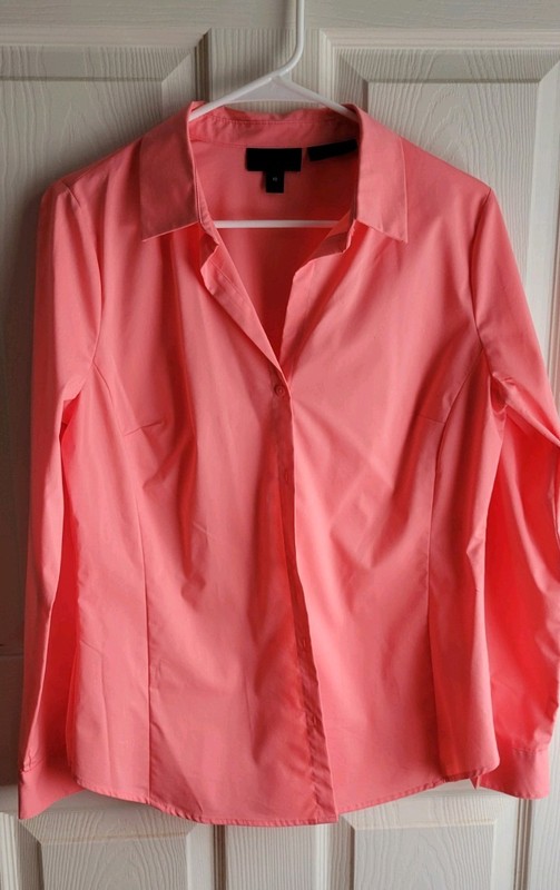 Worthington Women's Long Sleeve Top- Pink, Pleated, Collared  Dress Shirt Sz 10