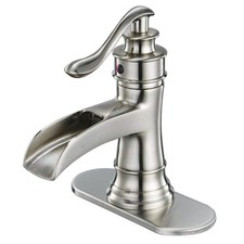 Brushed Nickel Waterfall Bathroom Sink Faucet with Single Handle