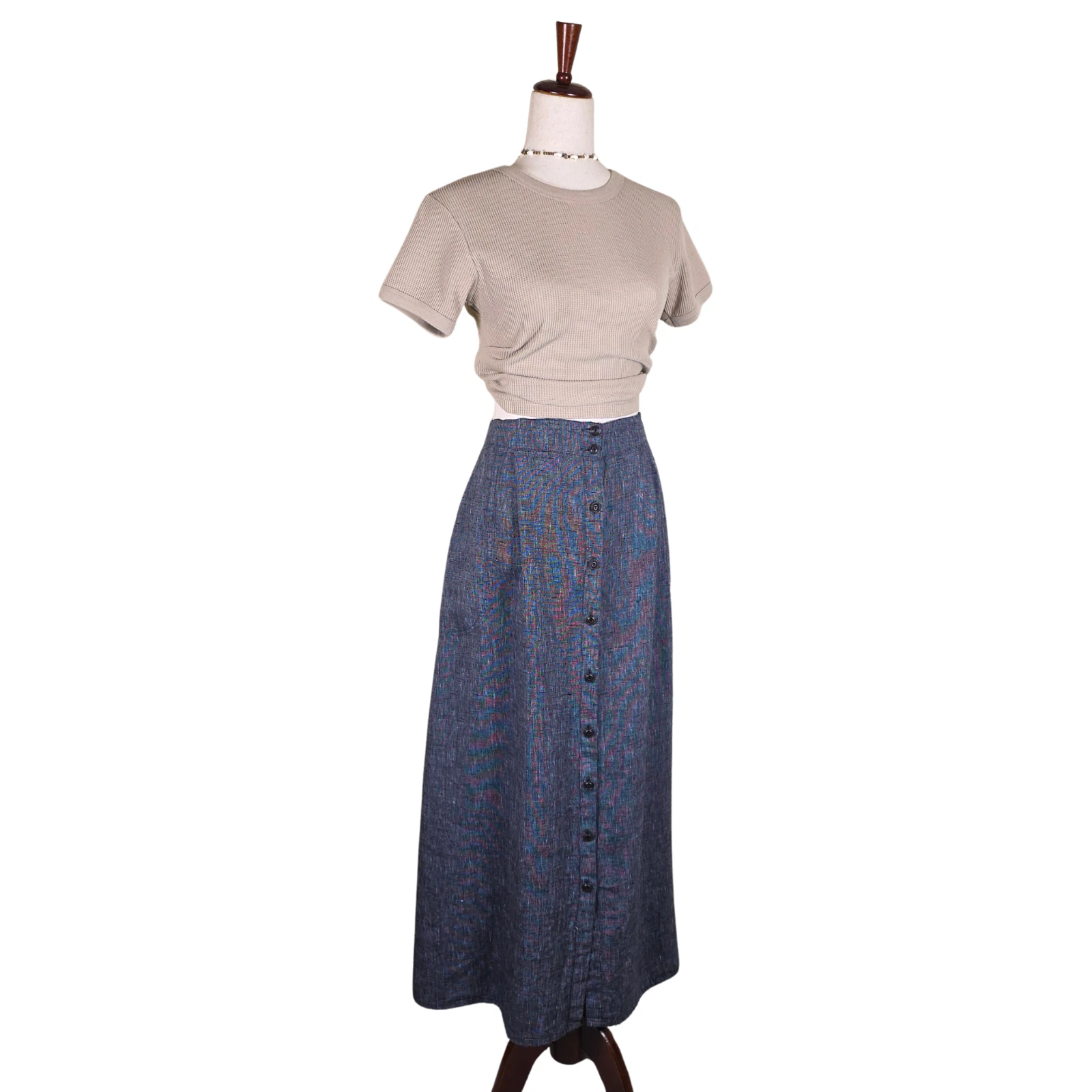Vintage FLAX by Jeanne Engelhart Maxi Skirt L Linen Blue Button Front Lagenlook
Opens in a new windo