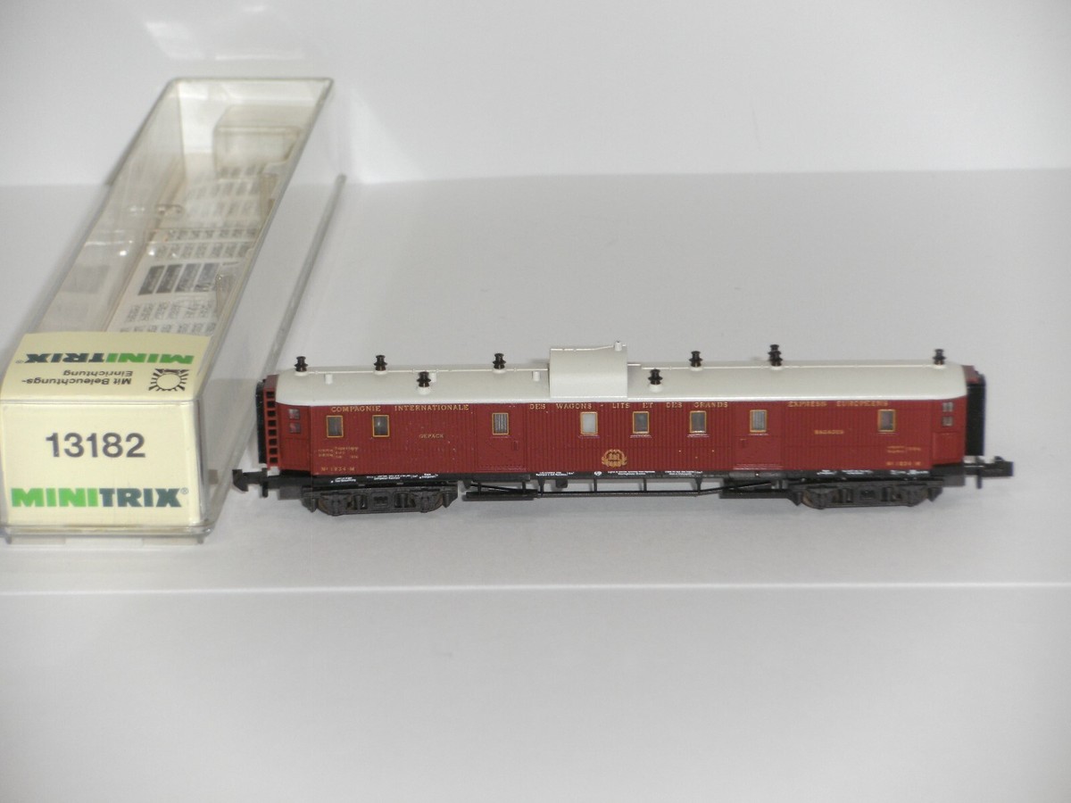Wagon à Bagages Minitrix N 13182 CIWL Orient-Express Illuminé - Échelle 1:160 - Occasion En Excellent état