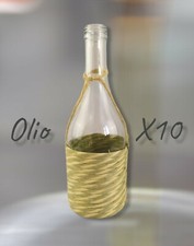 X10 Bottiglia Olio A Vite con intreccio In Vimini Mat. Vetro - Tappo NON incluso