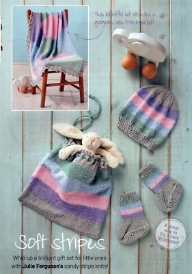 ~ Baby-Strickmuster zum Ausziehen für Mütze, Stiefeletten, Tasche & Spitzenborte Decke ~ 