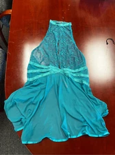 Seven Til Midnight Teal Green Mesh & Lace Halter Neck Babydoll Sz 3X/4X Sz 20 EU