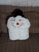 Pillowfort Snowman Hooded Blanket 40" x 50" hand mitts pockets Christmas kids